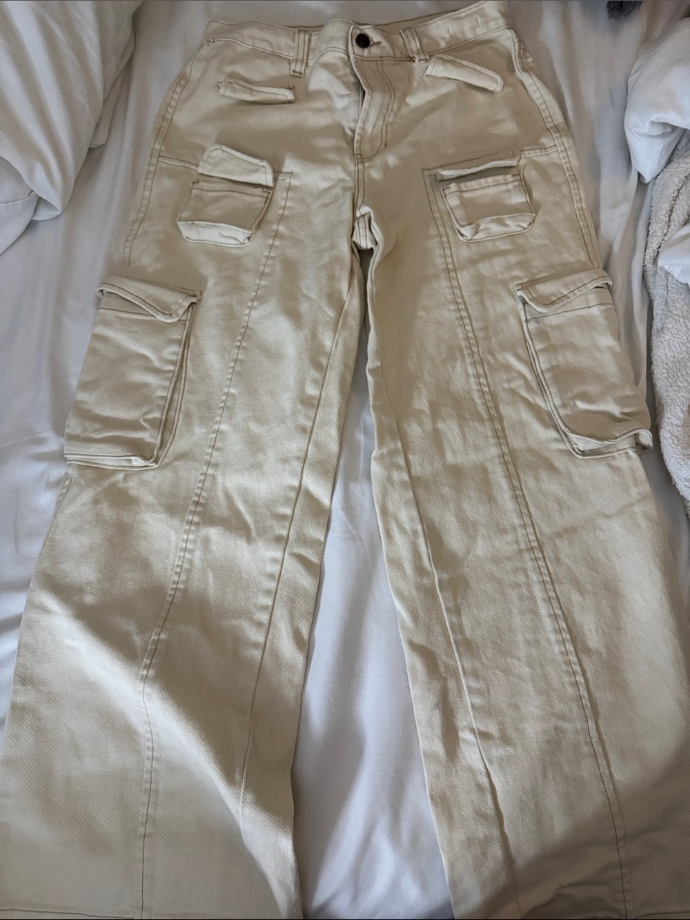 Never worn PacSun 90s Baggie Cargo Pants in cream